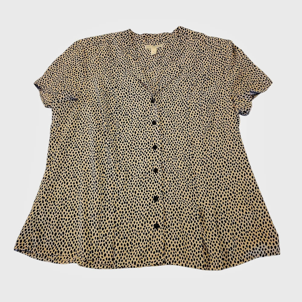 DANA BUCHMAN Polka Dot Women's Button-Up Blouse Size Large